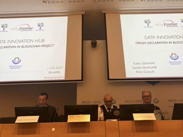 Easyfrontier al WCO DATA INNOVATION HUB per la presentazione dell' “Origin declaration in blockchain project